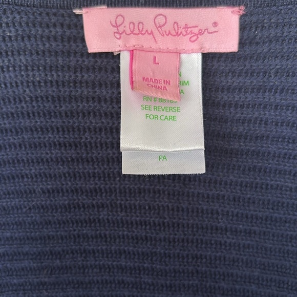 Lilly Pulitzer Andella Navy Blue 100% cotton fringe detail Sweater vest - Picture 5 of 11